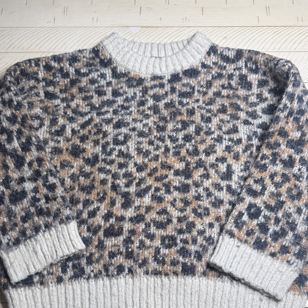 Wild Fable Leopard Print Sweater - Gray and Brown